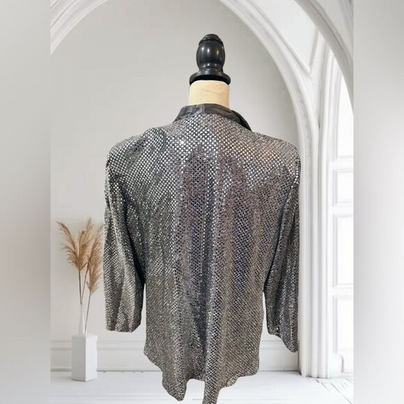 Silver Sequin 2-Piece Pant Jacket Top Set – Size 14 R&M Richards  By Karen Wong - Picture 4 of 11